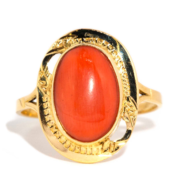 Red coral deals stone gold ring