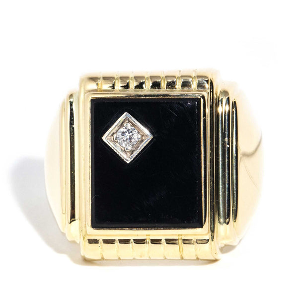 Mens black onyx ring store with diamond