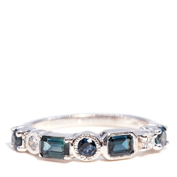 Blue sapphire store band ring