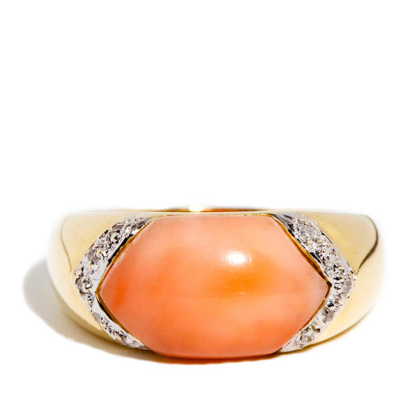 Coral and outlet diamond ring