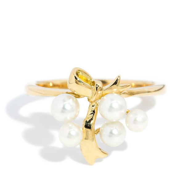 Acadia 1960s Pearl Ribbon Ring 18ct Gold