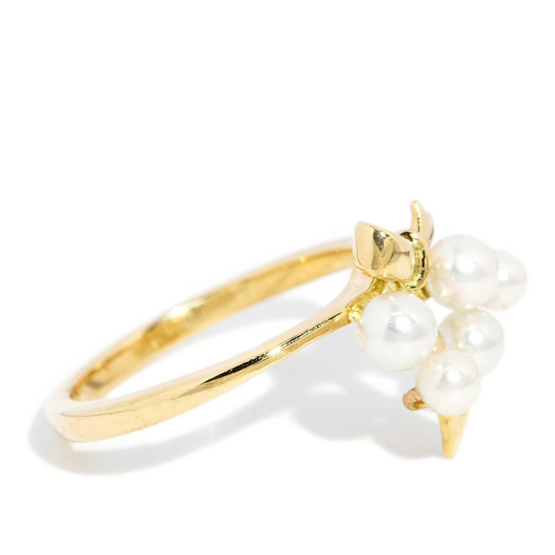 Acadia 1960s Pearl Ribbon Ring 18ct Gold