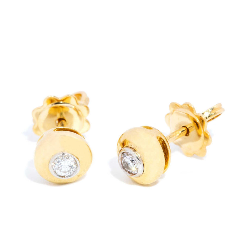 Adalie 1990s Diamond Bezel Studs 18ct Gold