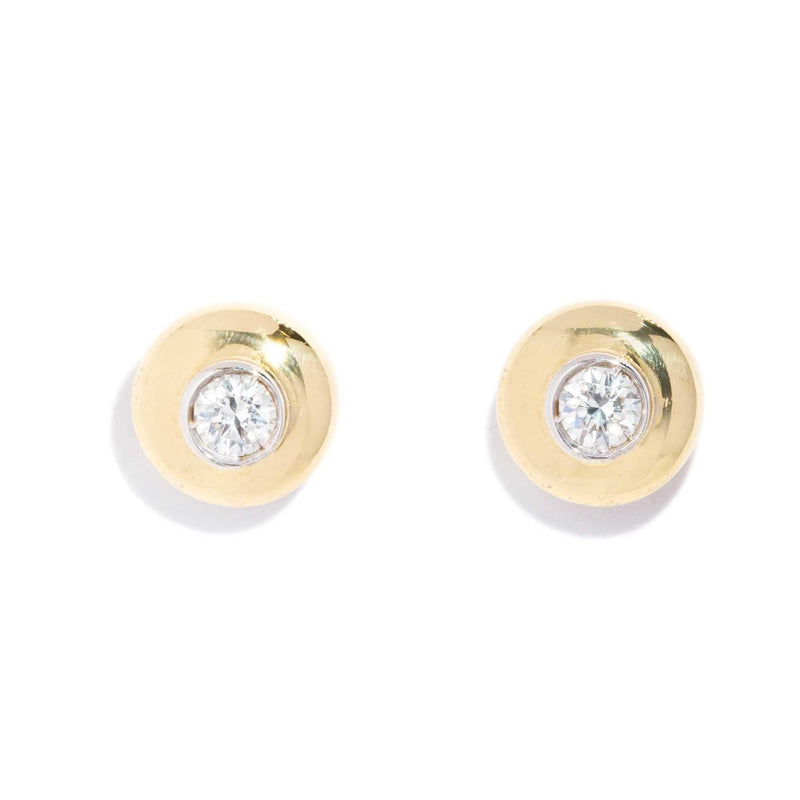 Adalie 1990s Diamond Bezel Studs 18ct Gold