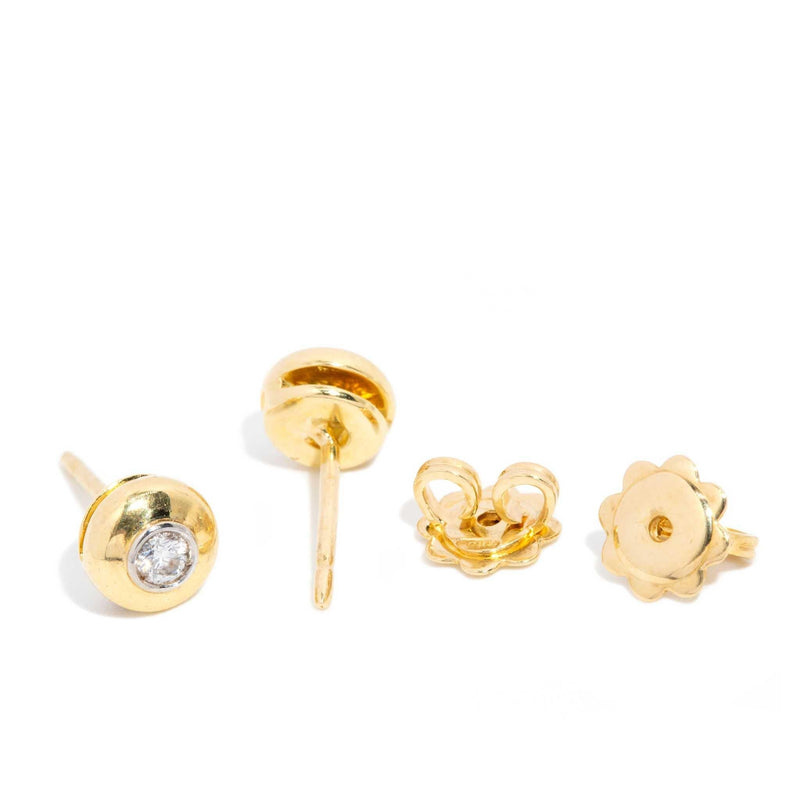 Adalie 1990s Diamond Bezel Studs 18ct Gold