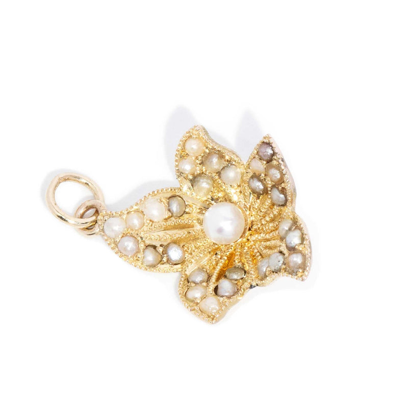 Aeliana Antique Flower Seed Pearl Pendant 9ct Gold