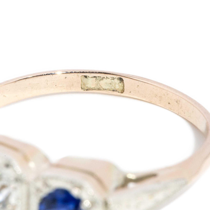 Agnes 1950s Sapphire & Diamond Ring 9ct Gold