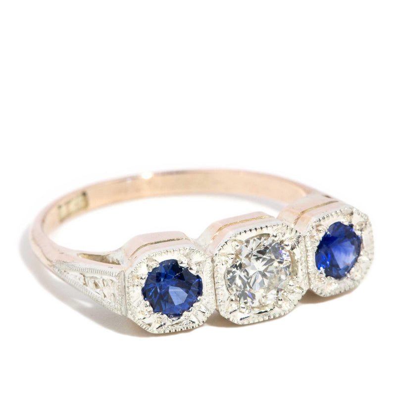 Agnes 1950s Sapphire & Diamond Ring 9ct Gold