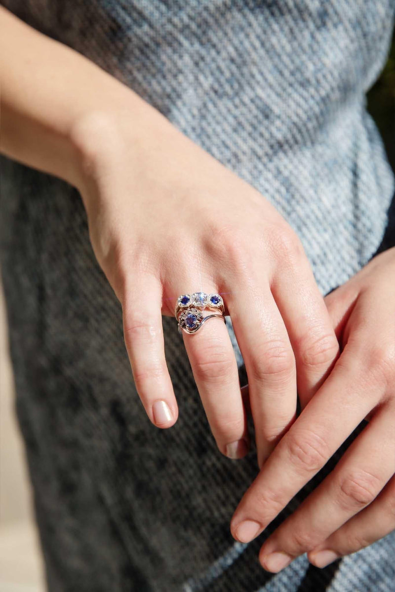 Agnes 1950s Sapphire & Diamond Ring 9ct Gold