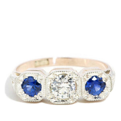 Agnes 1950s Sapphire & Diamond Ring 9ct Gold