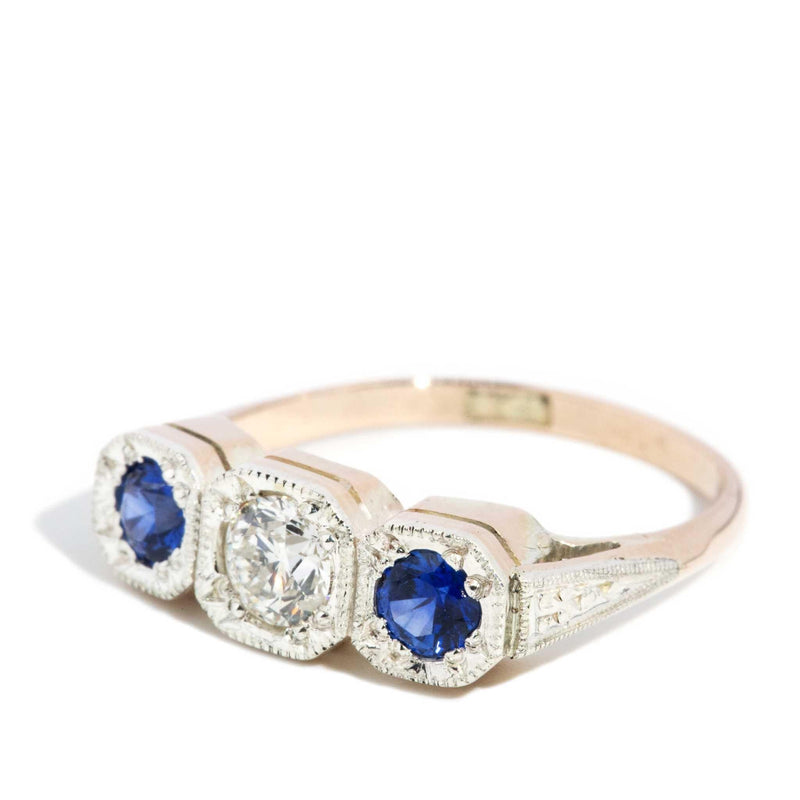 Agnes 1950s Sapphire & Diamond Ring 9ct Gold