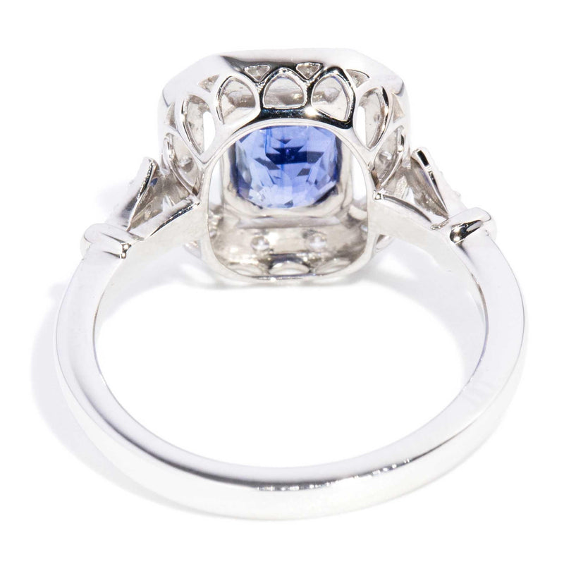 Aleah 1.36 Carat Sapphire & Diamond Halo Ring 18ct White Gold