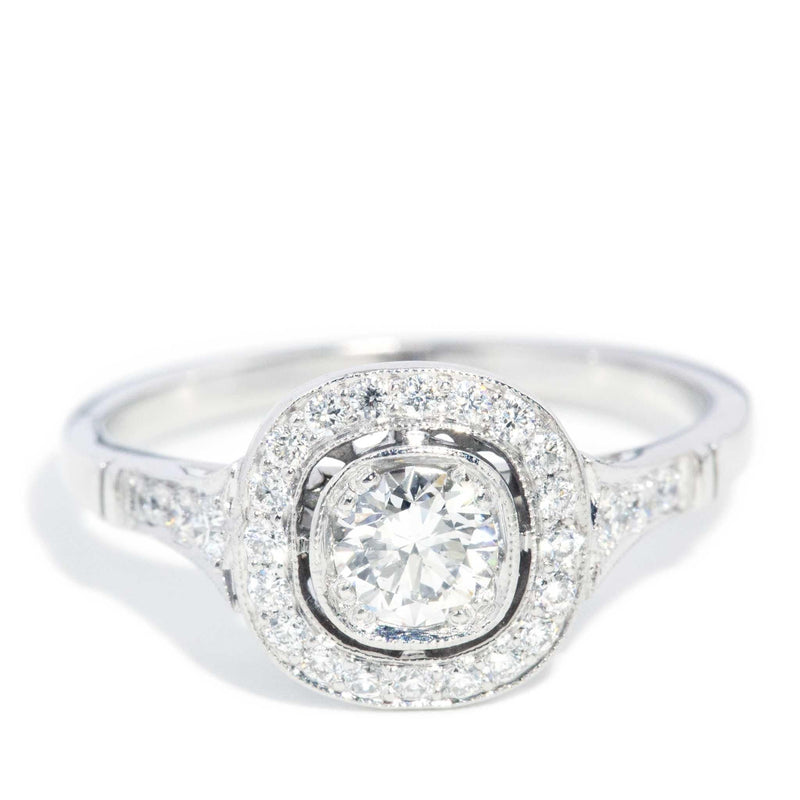 Alessandra GIA Certified Diamond Halo Platinum Ring