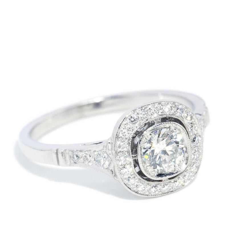 Alessandra GIA Certified Diamond Halo Platinum Ring