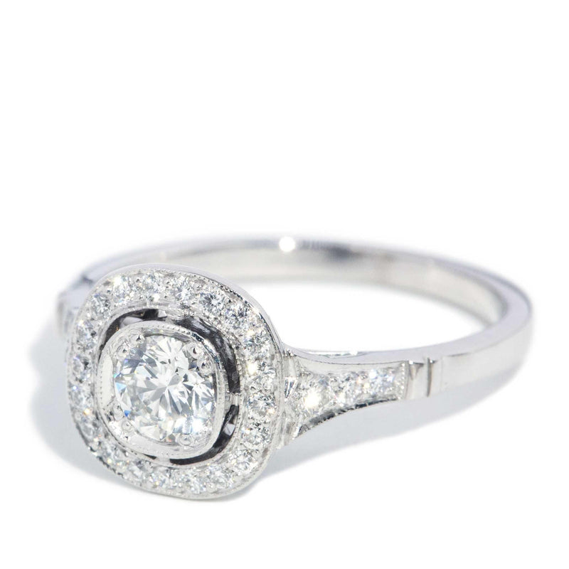 Alessandra GIA Certified Diamond Halo Platinum Ring