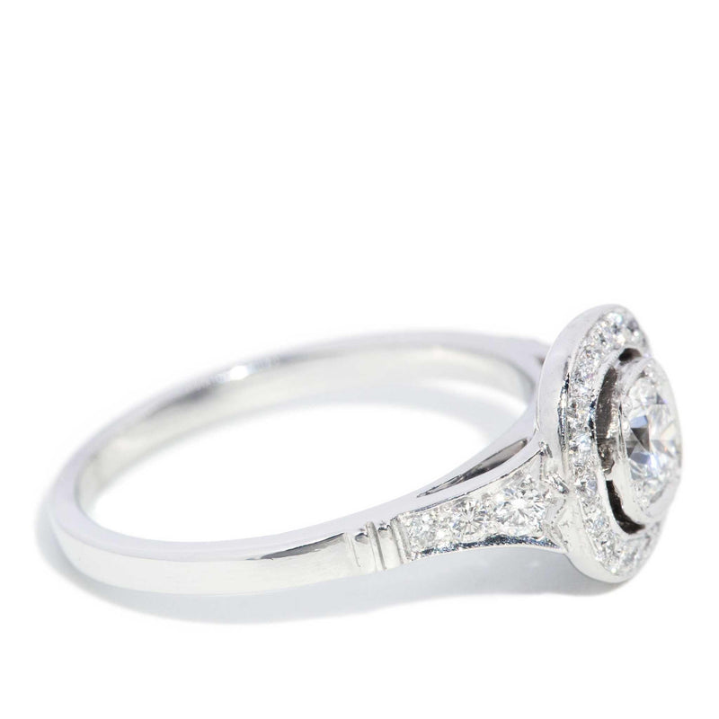 Alessandra GIA Certified Diamond Halo Platinum Ring