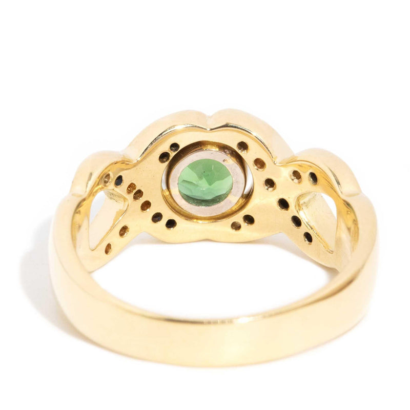 Alexis 1990s Tourmaline & Diamond Scroll Weave Ring 18ct Gold