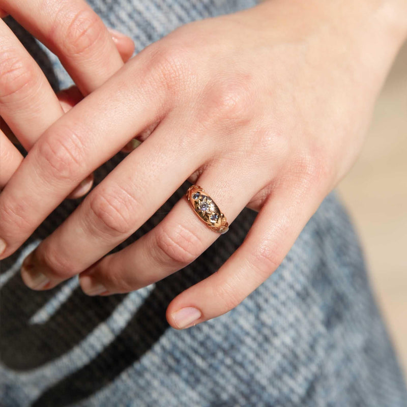 Alice 1903 Antique Sapphire & Diamond Ring 9ct Gold