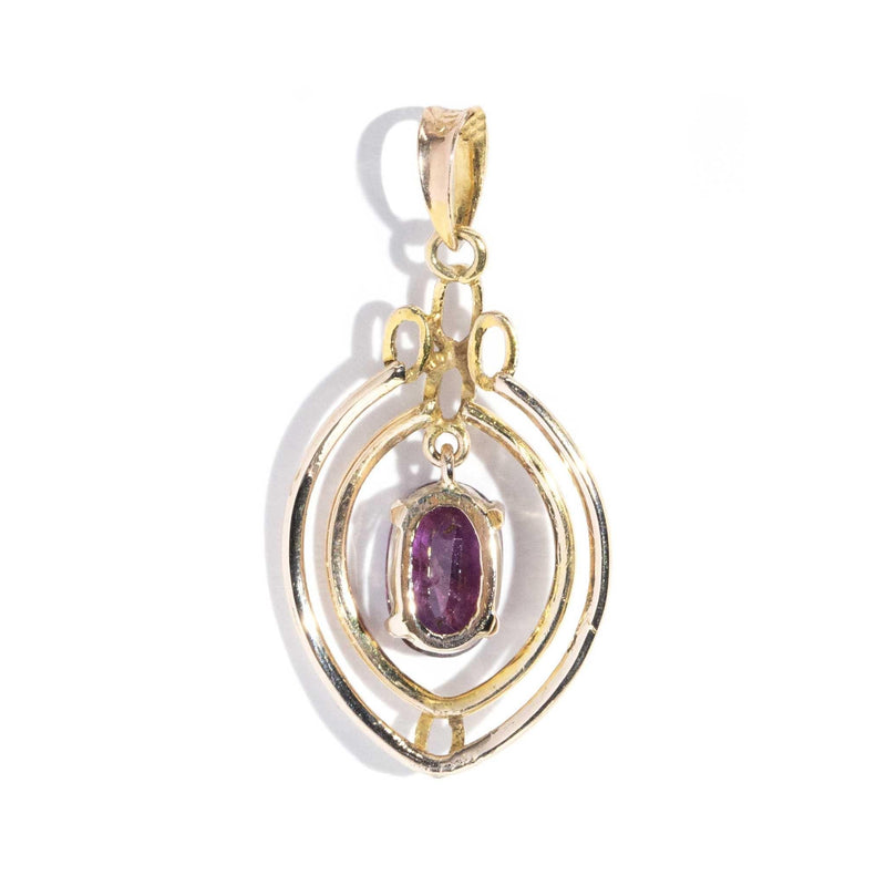 Ally 1980s Ruby Wire Frame Pendant 8ct Gold