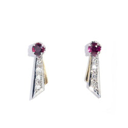 Aly 1980s Ruby & Diamond Studs 9ct Gold