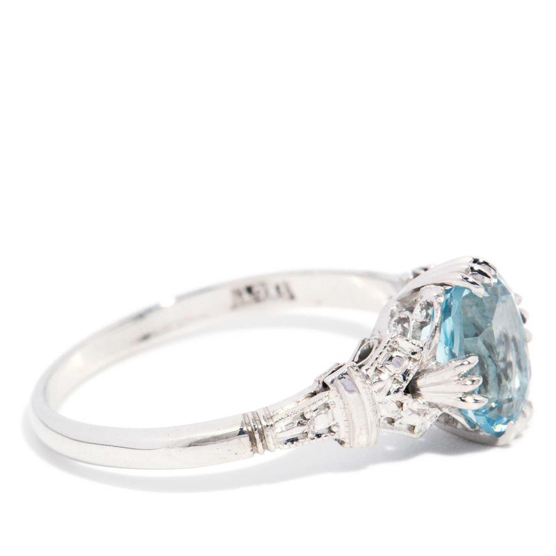 Alys 1970s Aquamarine Ring 18ct White Gold