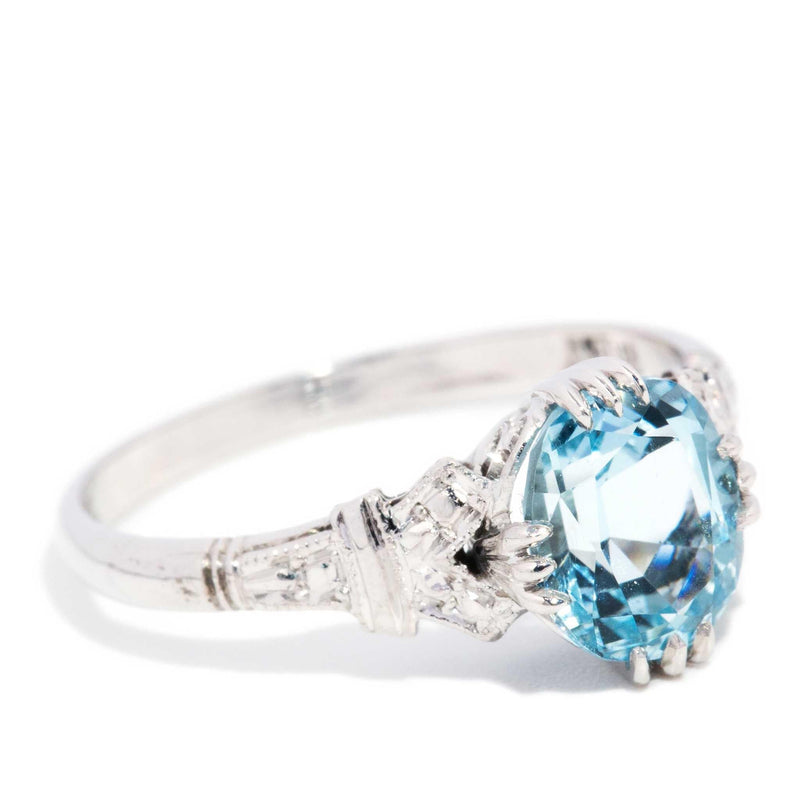 Alys 1970s Aquamarine Ring 18ct White Gold