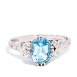 Alys 1970s Aquamarine Ring 18ct White Gold