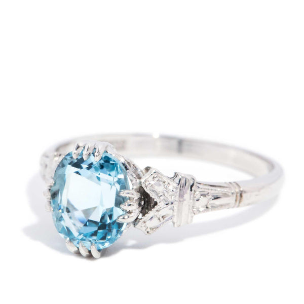 Alys 1970s Aquamarine Ring 18ct White Gold