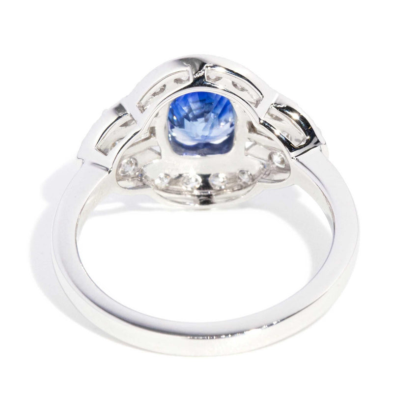 Amina 1.34ct Ceylon Sapphire & Diamond Ring 18ct White Gold