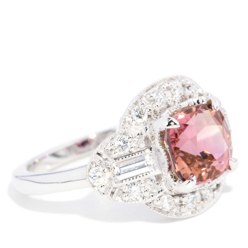 Amina 2.35ct Pink Tourmaline & Diamond Ring 18ct White Gold