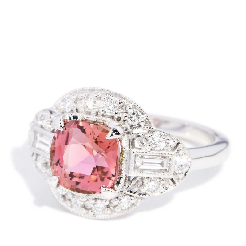 Amina 2.35ct Pink Tourmaline & Diamond Ring 18ct White Gold