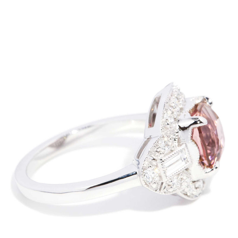 Amina 2.35ct Pink Tourmaline & Diamond Ring 18ct White Gold