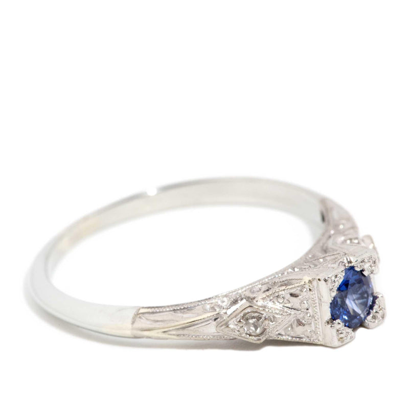 Amrin 1950s Sapphire & Diamond Ring 18ct White Gold