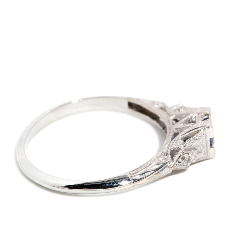 Amrin 1950s Sapphire & Diamond Ring 18ct White Gold