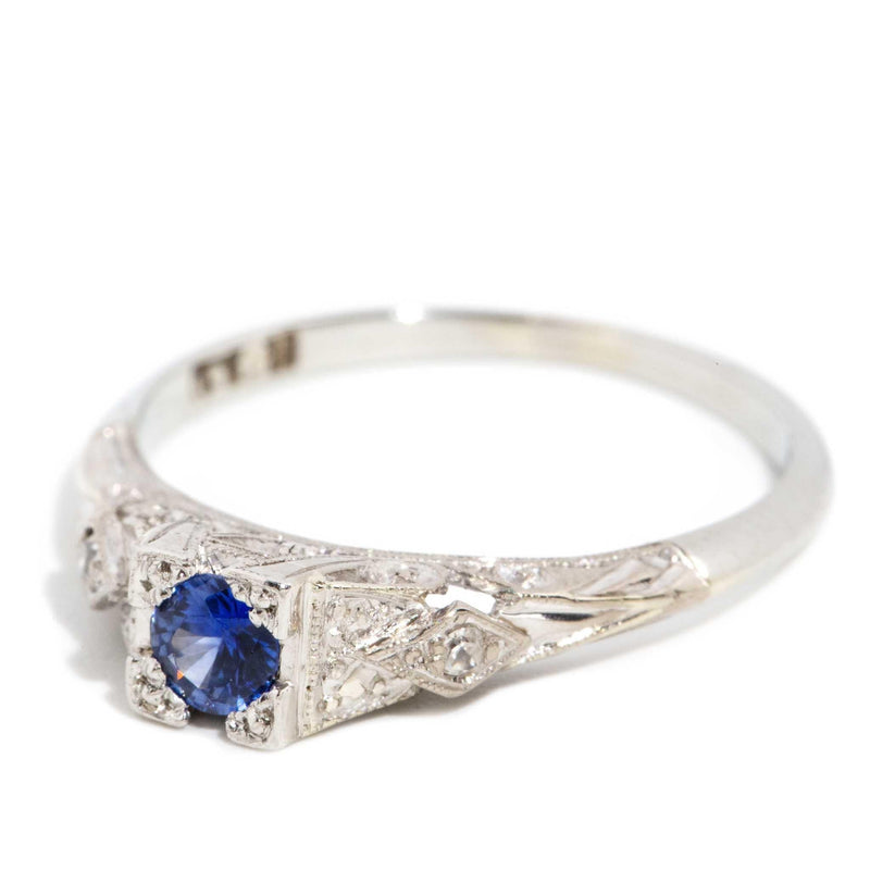 Amrin 1950s Sapphire & Diamond Ring 18ct White Gold