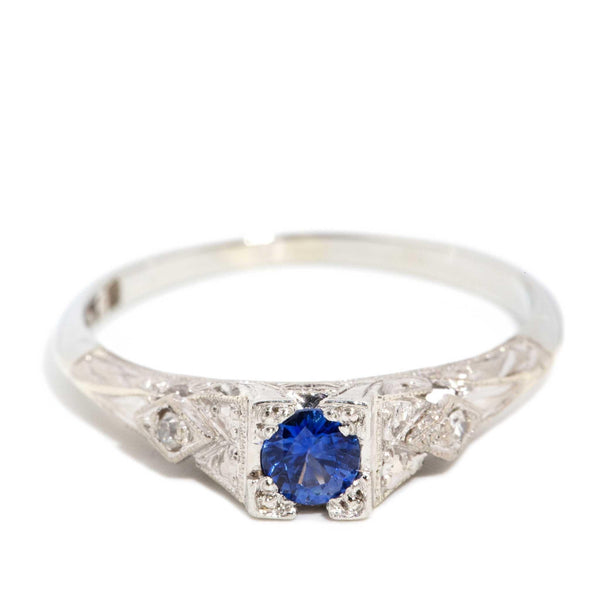 Amrin 1950s Sapphire & Diamond Ring 18ct White Gold