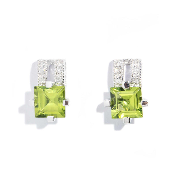 Anais Peridot & Diamond Earrings 14ct White Gold