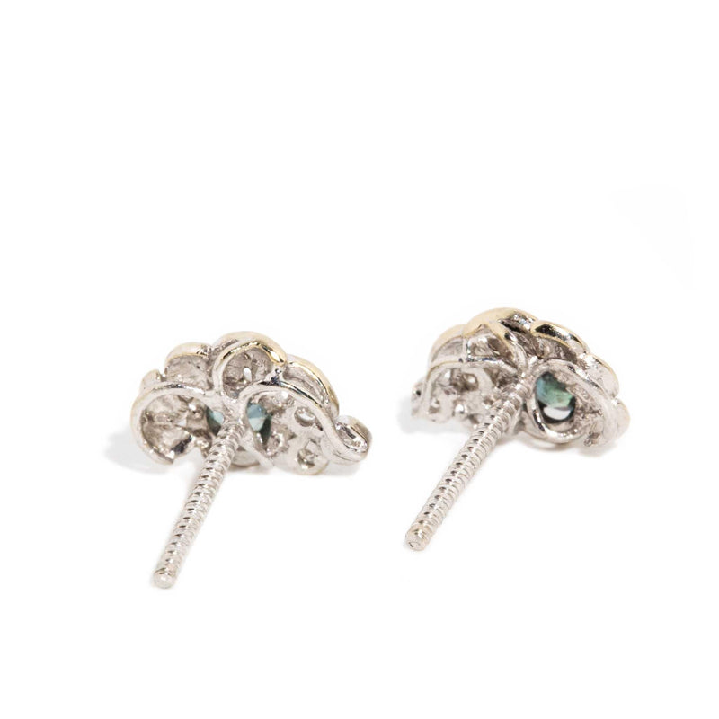 Aneeza 1980s Alexandrite & Diamond Studs 18ct White Gold