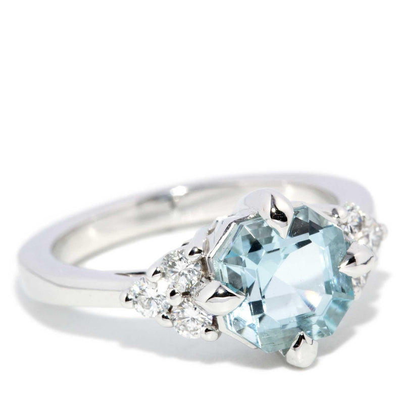 Angelita 2.00ct Aquamarine & Diamond Ring 18ct White Gold