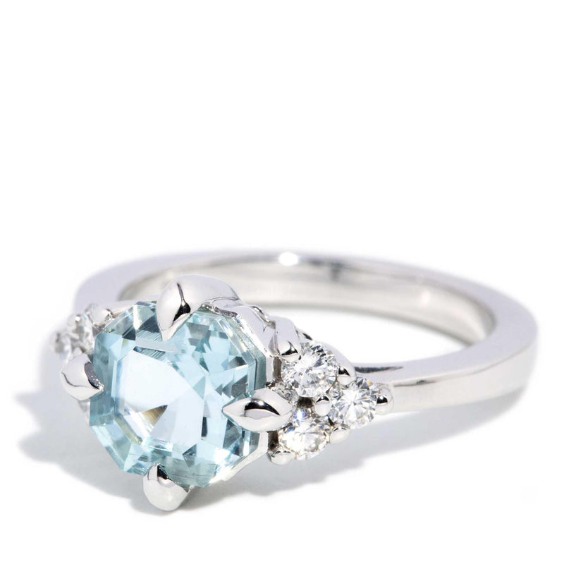 Angelita 2.00ct Aquamarine & Diamond Ring 18ct White Gold