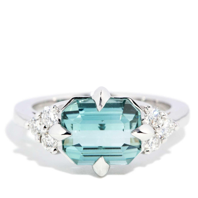 Angelita 3.36ct Seafoam Tourmaline & Diamond Ring 18ct White Gold