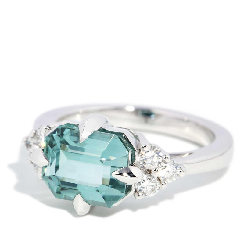 Angelita 3.36ct Seafoam Tourmaline & Diamond Ring 18ct White Gold