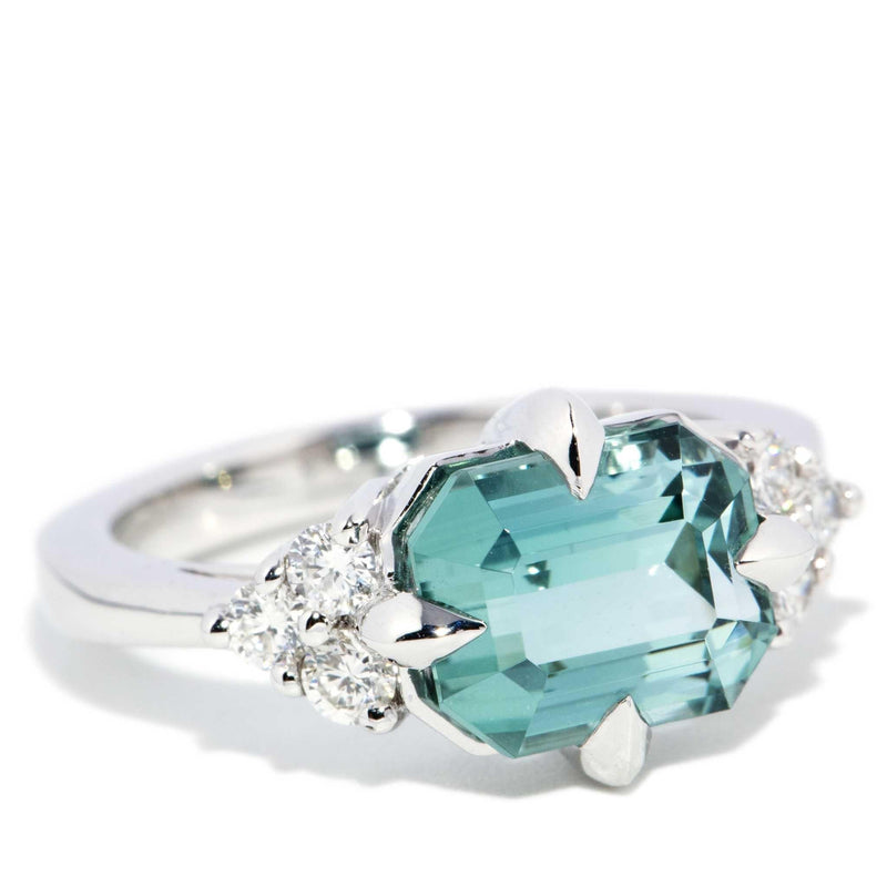 Angelita 3.36ct Seafoam Tourmaline & Diamond Ring 18ct White Gold