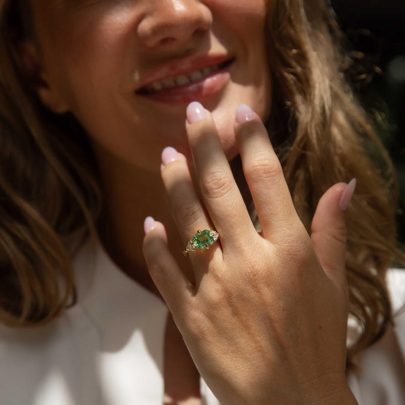 Angelita 3.45ct Green Tourmaline & Diamond Ring 18ct Gold