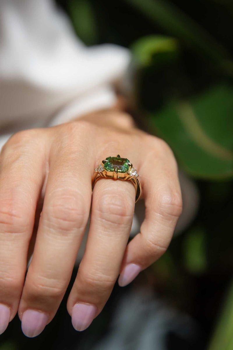 Angelita 3.45ct Green Tourmaline & Diamond Ring 18ct Gold