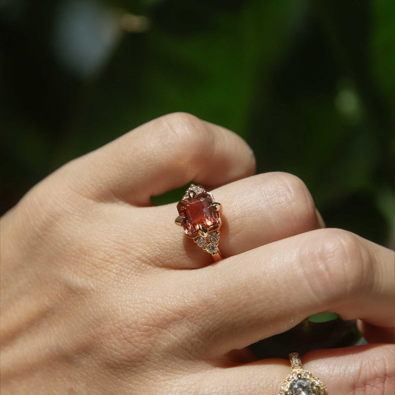 Angelita 3.72ct Peachy Orange Tourmaline & Diamond Ring 18ct Gold