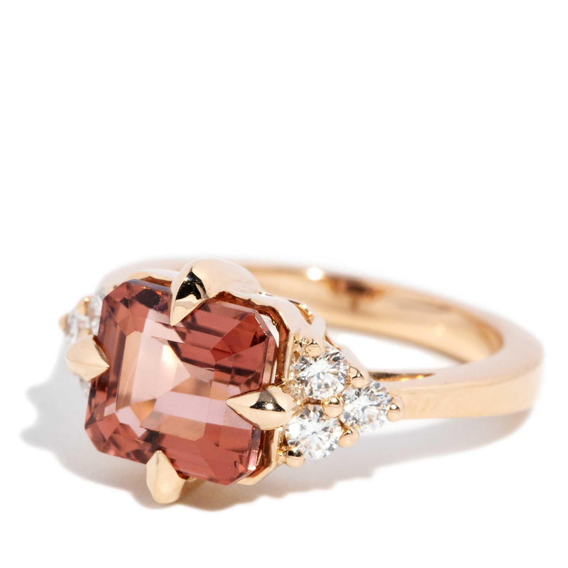 Angelita 3.72ct Peachy Orange Tourmaline & Diamond Ring 18ct Gold