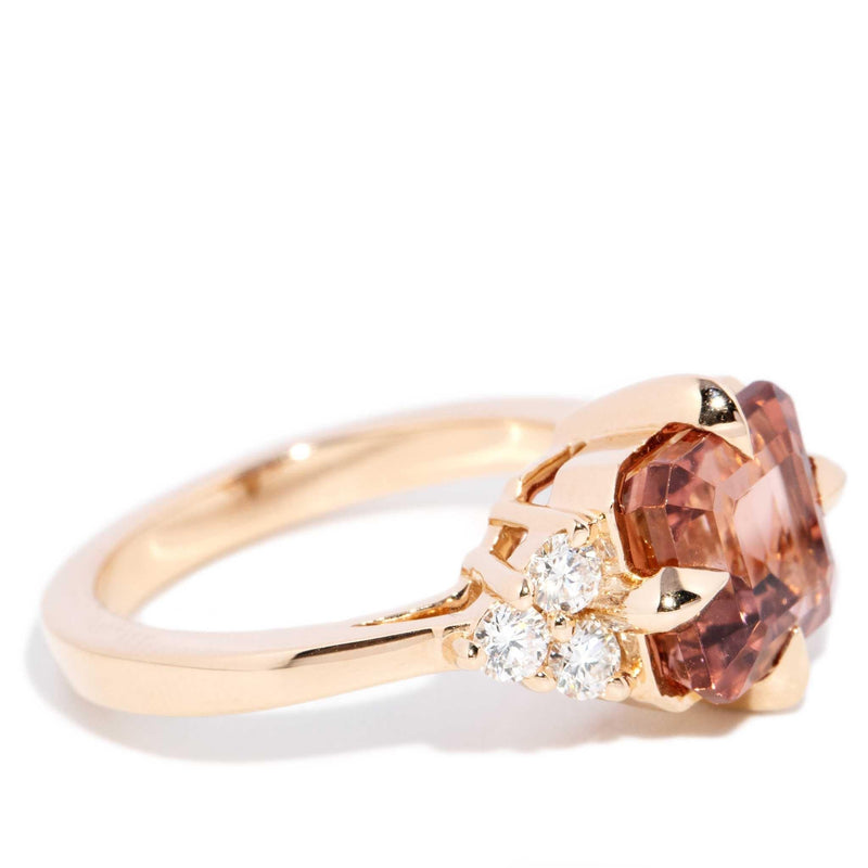 Angelita 3.72ct Peachy Orange Tourmaline & Diamond Ring 18ct Gold