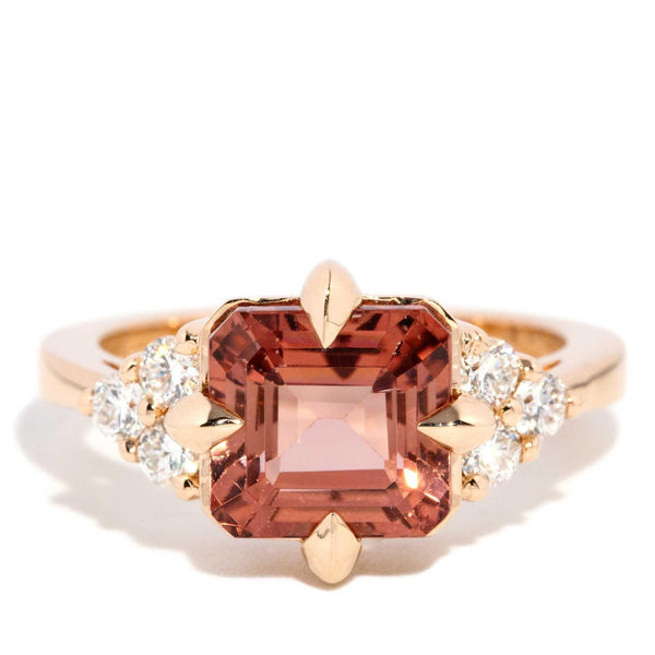 Angelita 3.72ct Peachy Orange Tourmaline & Diamond Ring 18ct Gold