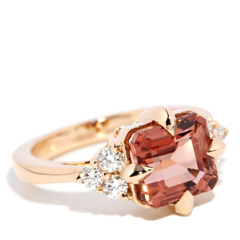 Angelita 3.72ct Peachy Orange Tourmaline & Diamond Ring 18ct Gold